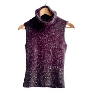 Sleeveless high neck top w/metallic accents  Holiday Party sz small